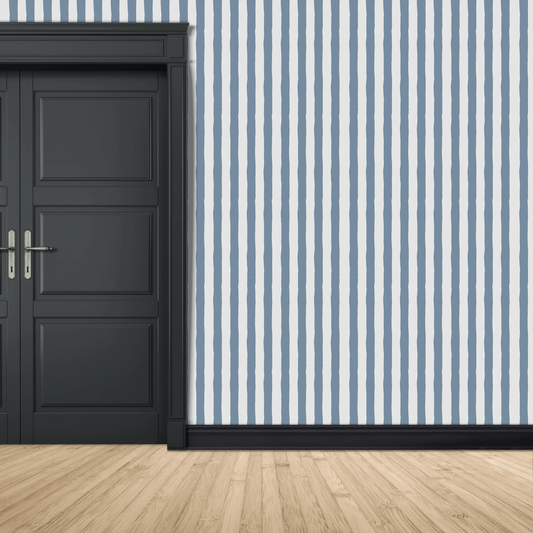 Eclectic Blue Stripe Wallpaper