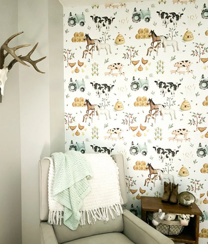 Farm Animals Removable Peel and Stick Wallpaper