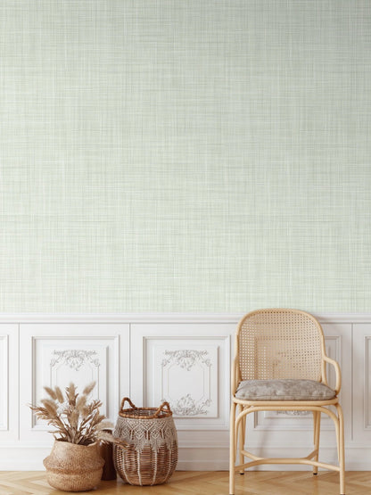 Sea foam Green Grass Cloth Peel and Stick Wallpaper (Faux)