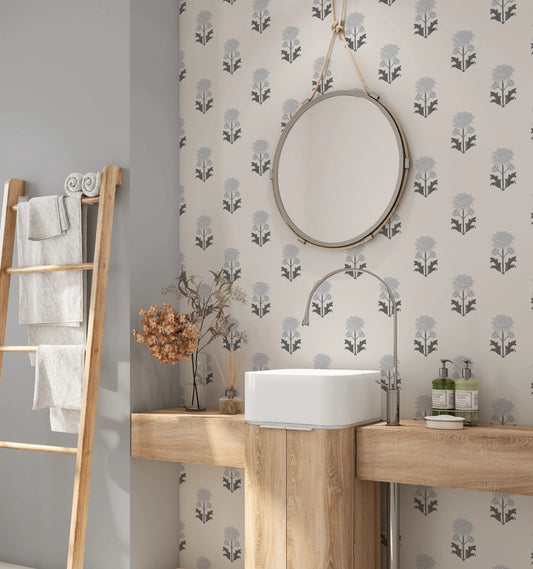 Floral Blueprint Peel and Stick Wallpaper
