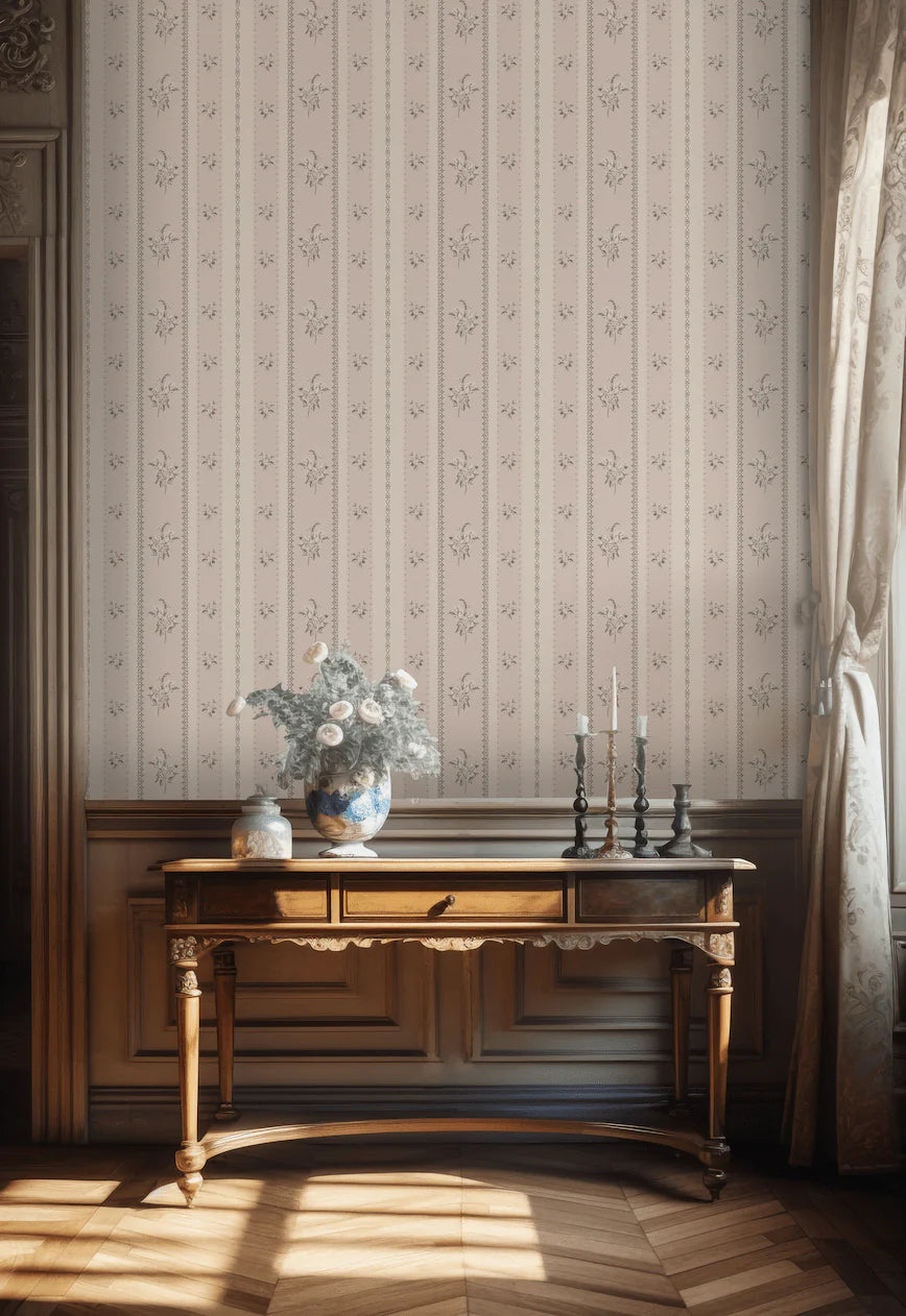 Floral Vertical Stripe Wallpaper (Easy Hang Wallpaper)