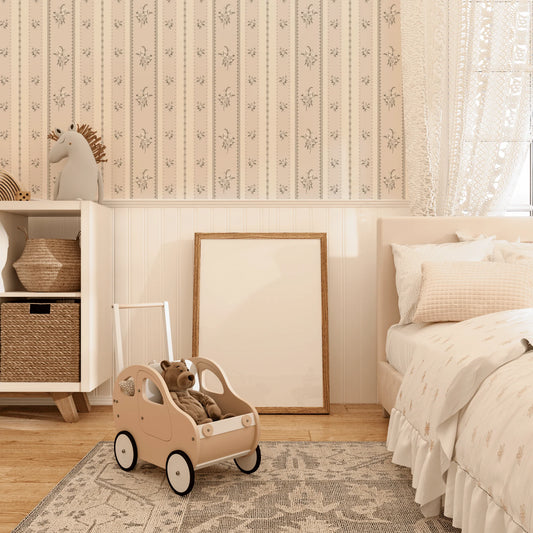 Floral Vertical Stripe Wallpaper (Easy Hang Wallpaper)