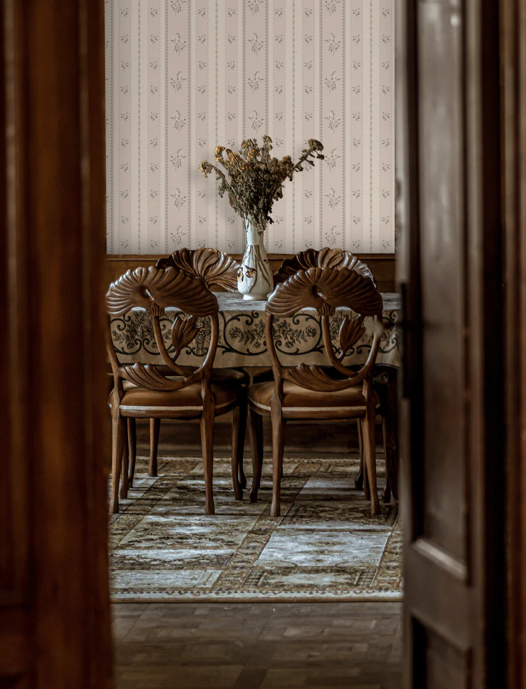 Floral Vertical Stripe Wallpaper (Easy Hang Wallpaper)