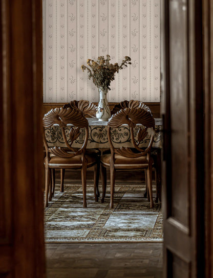 Floral Vertical Stripe Wallpaper (Easy Hang Wallpaper)