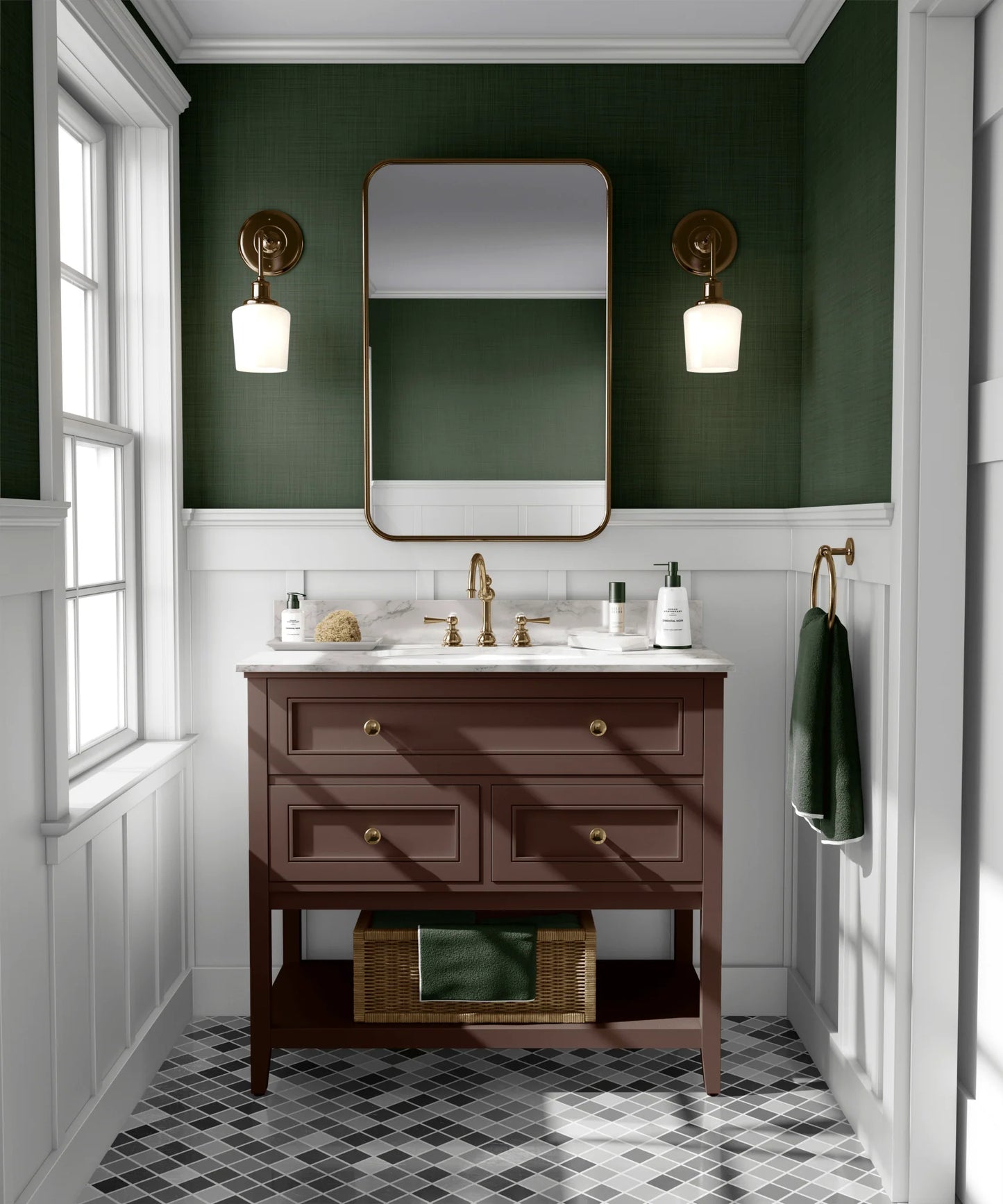 Forest Green Grasscloth Peel and Stick Wallpaper (Faux)