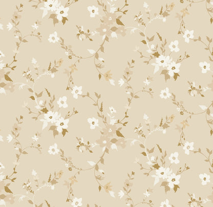 Golden Florals Peel and Stick Wallpaper (Self-Adhesive)