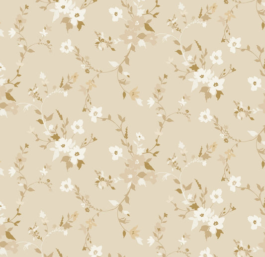 Golden Florals Peel and Stick Wallpaper (Self-Adhesive)