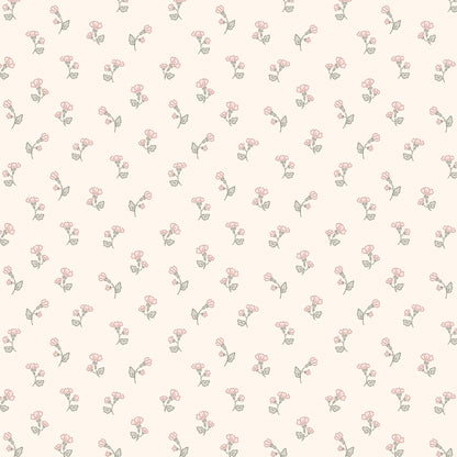 Green and Pink Flowers Peel and Stick Wallpaper