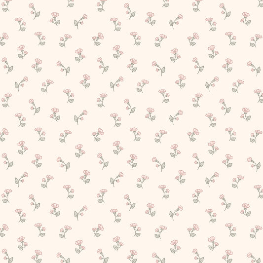 Green and Pink Flowers Peel and Stick Wallpaper