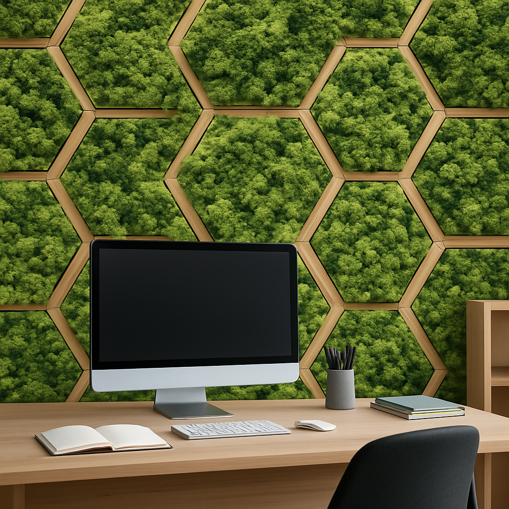 Modern Office with Tropical Wallpaper