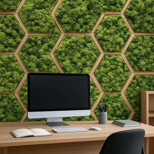 Modern Office with Tropical Wallpaper