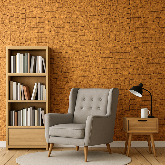 Calm Earth – Terracotta Crackle Textured Wallpaper