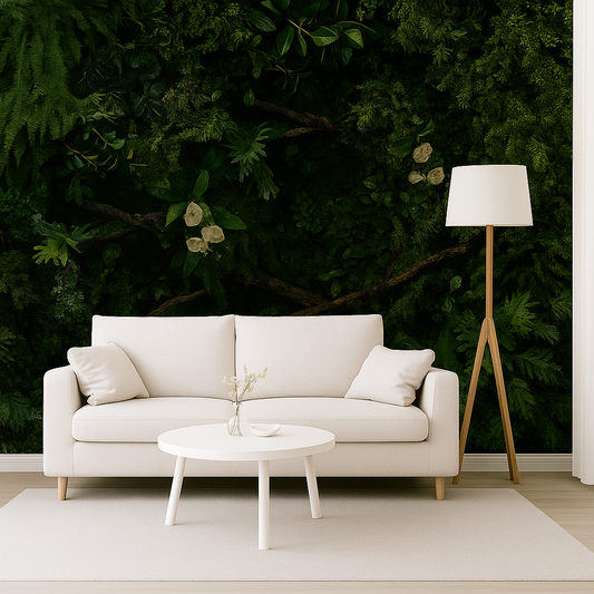 Silent Forest – Natural Foliage Wallpaper in Deep Green Tones