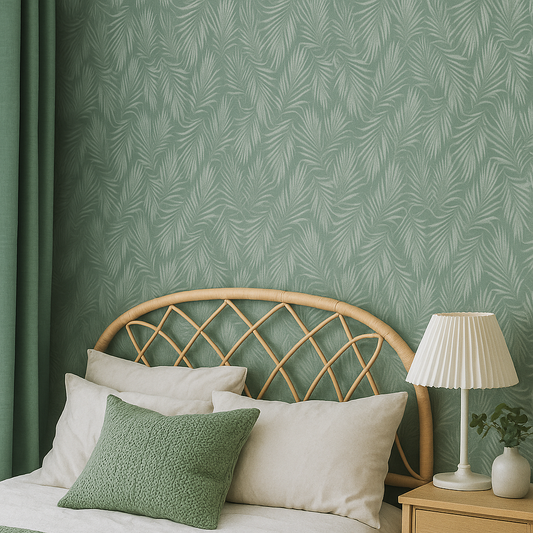 Calming Green: Soft Botanical Texture Wallpaper