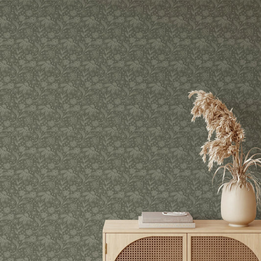 Lichen Green Peel and Stick Wallpaper