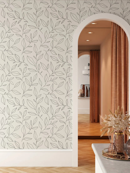 Minimal Floral Peel and Stick Wallpaper