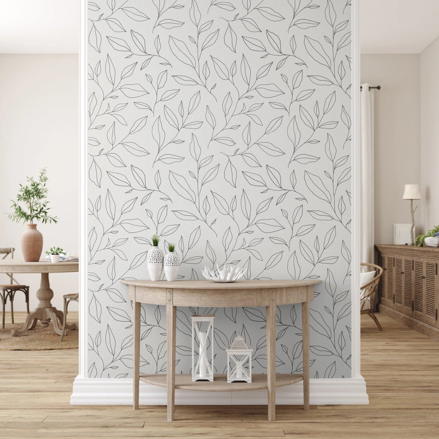 Minimal Floral Peel and Stick Wallpaper
