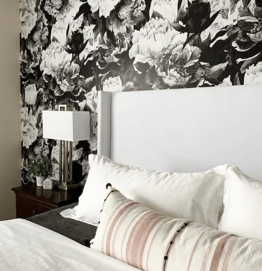Monochrome Floral Peel and Stick Wallpaper