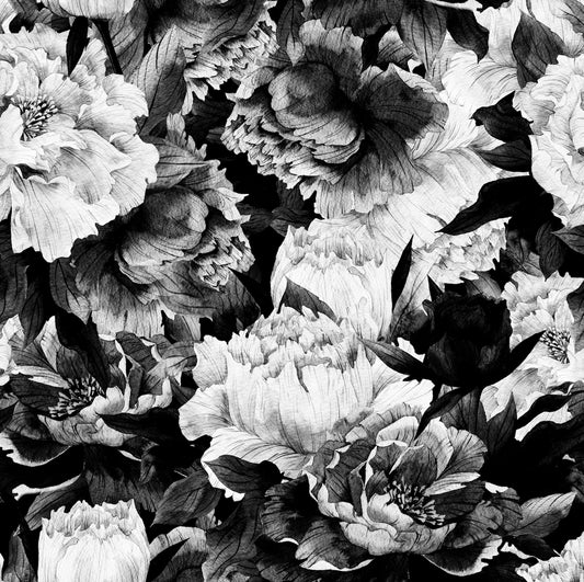 Monochrome Floral Peel and Stick Wallpaper