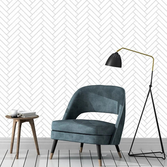 Monochrome Herringbone Peel and Stick Wallpaper
