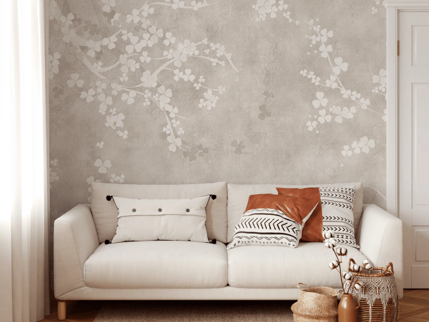 Natural Beige Fresco Wall Mural (Peel & Stick)
