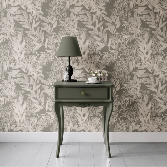 Neutral Cream Leaves Peel and Stick Wallpaper (Self-Adhesive)