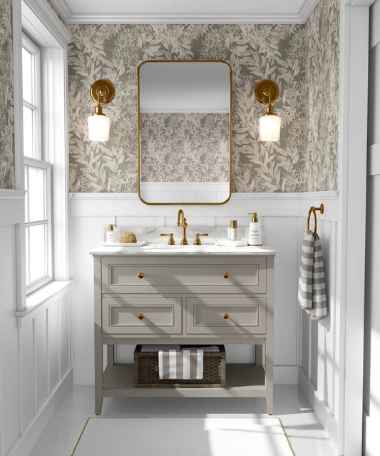 Neutral Cream Leaves Peel and Stick Wallpaper (Self-Adhesive)