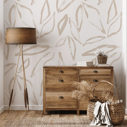 Nutmeg Leaves Peel and Stick Wallpaper