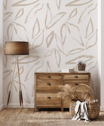 Nutmeg Leaves Peel and Stick Wallpaper