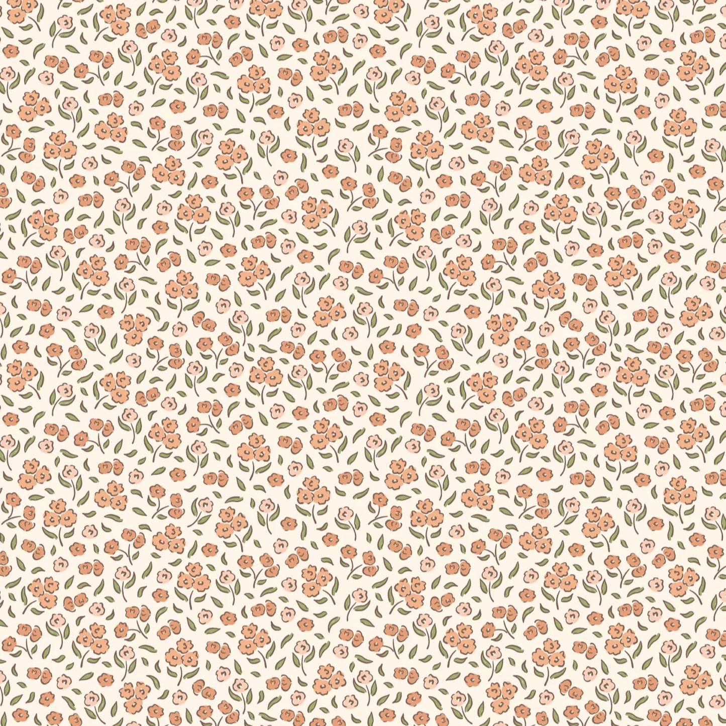 Orange and Green Flower Peel and Stick Wallpaper