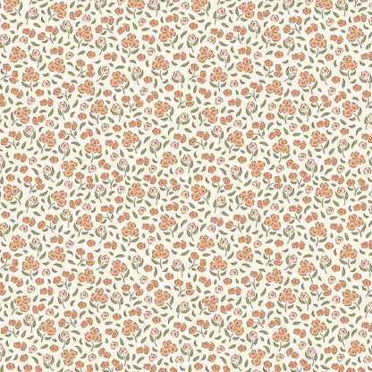 Orange and Green Flower Peel and Stick Wallpaper
