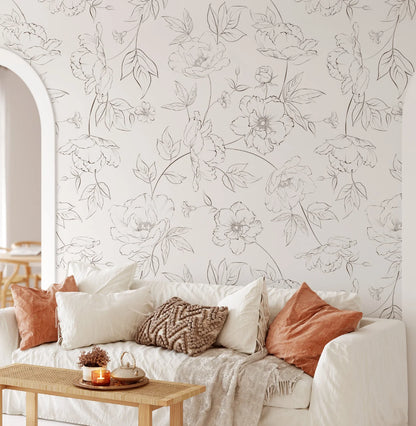 Peony Floral Peel and Stick Wallpaper