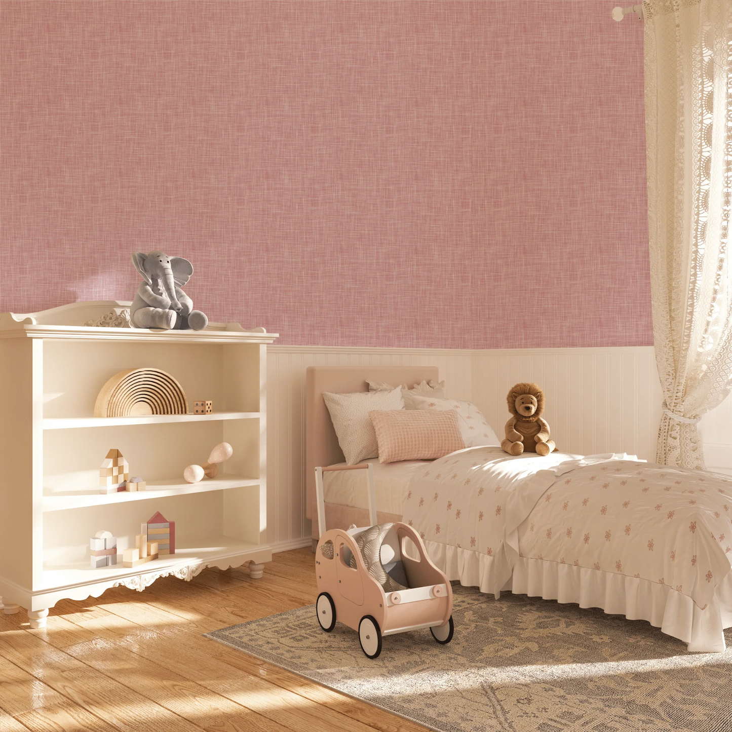 Pink Grasscloth Peel and Stick Wallpaper (Faux)