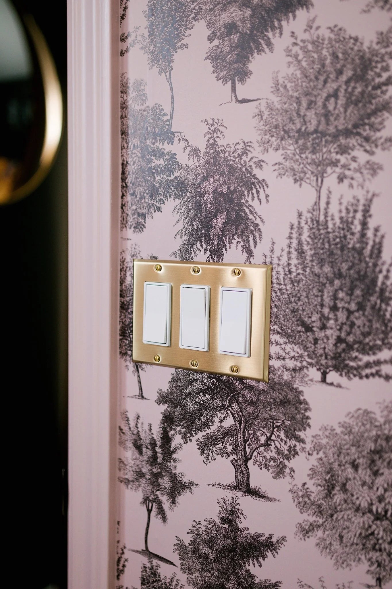 Powder Pink Forest Trees Toile Peel and Stick Wallpaper