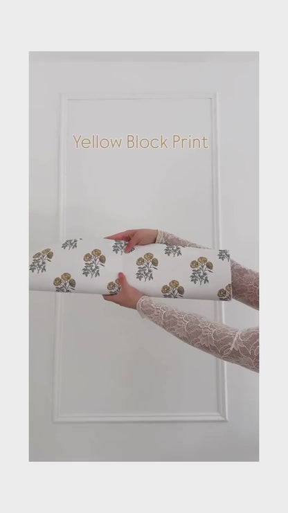 Yellow Block Print Wallpaper