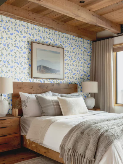 Blueberry Fields Wallpaper, Peel and Stick or Traditional