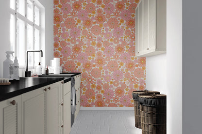 Retro Floral Peel and Stick Wallpaper