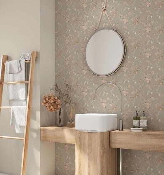 Rustic Floral Peel and Stick Wallpaper (Self-Adhesive)