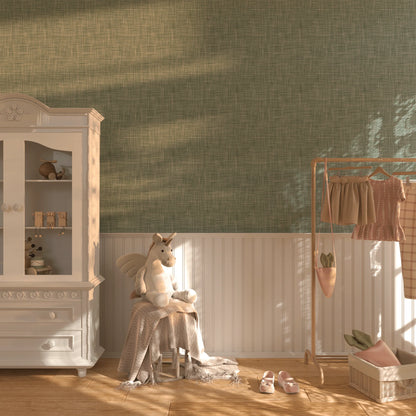 Sage Green Grasscloth Peel and Stick Wallpaper (Faux)