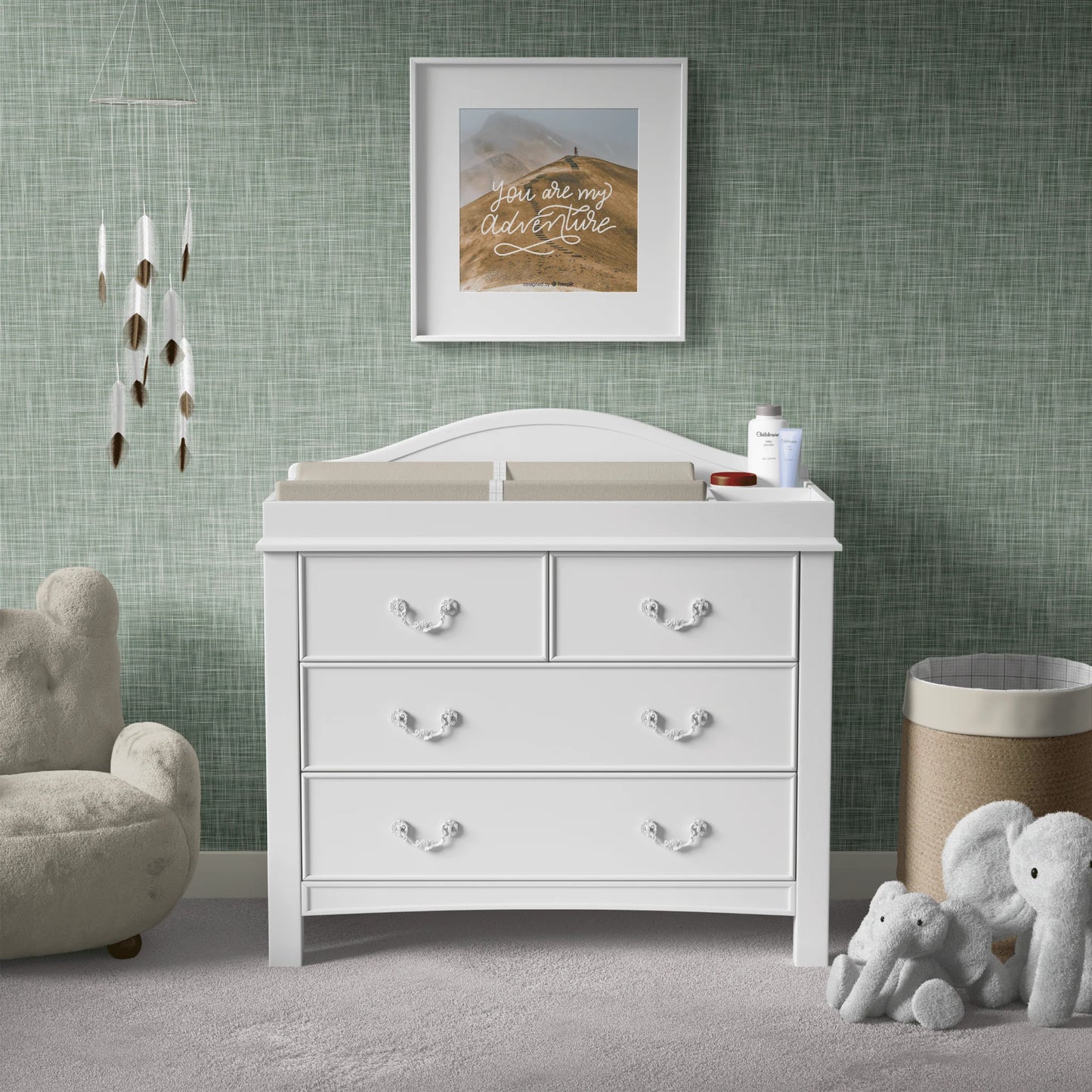 Sage Green Grasscloth Peel and Stick Wallpaper (Faux)