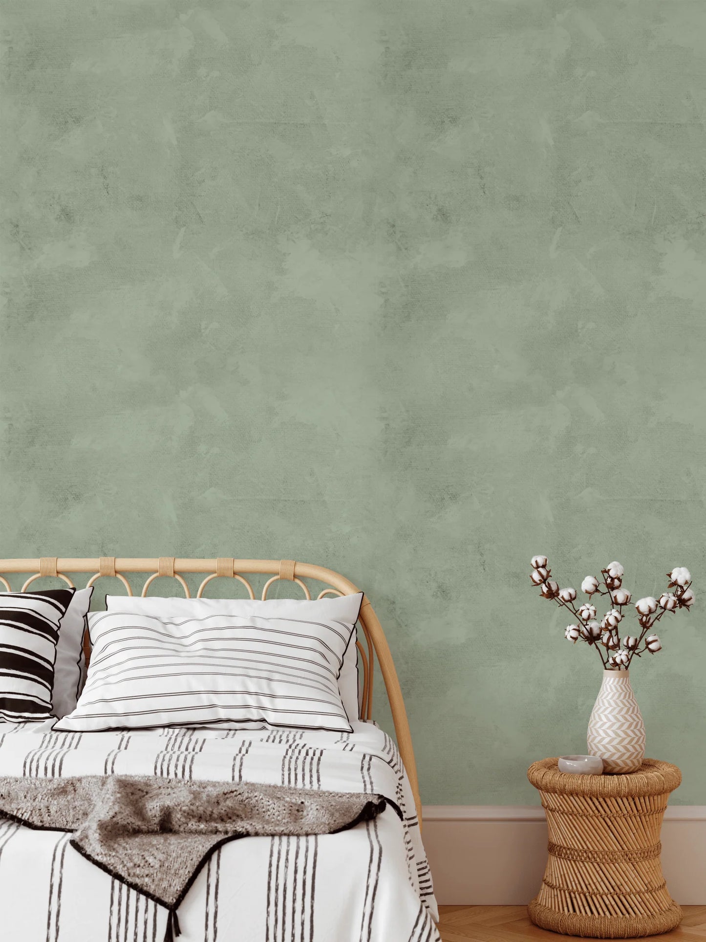 Sage Green Limewash Peel and Stick Wallpaper