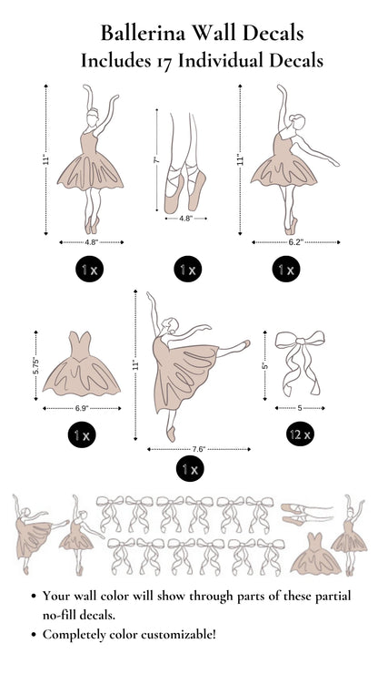 Simple Ballerina Decals (Peel and Stick Decals)