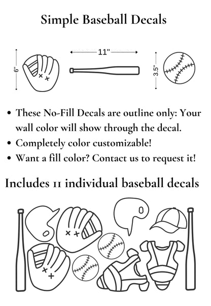 Simple Baseball Decals (Peel and Stick Decals)