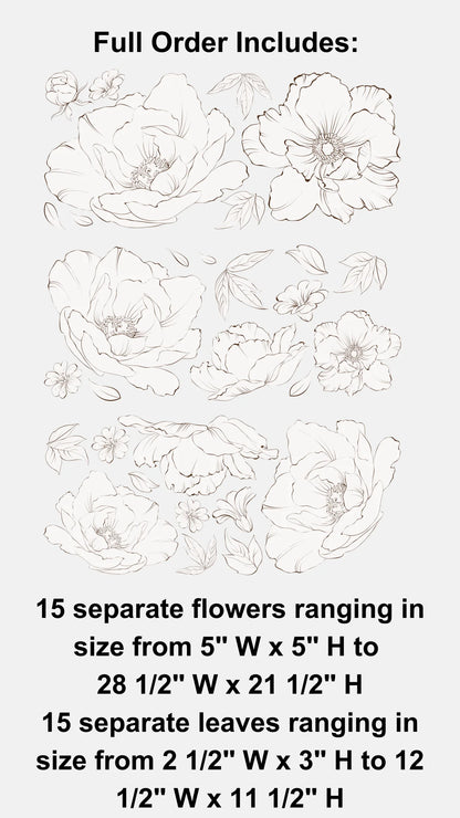 Simple Black and White Flower Decals
