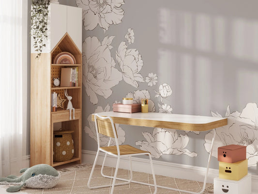 Simple Black and White Flower Decals