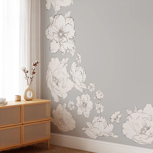 Simple Black and White Flower Decals
