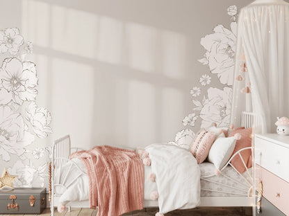 Simple Black and White Flower Decals
