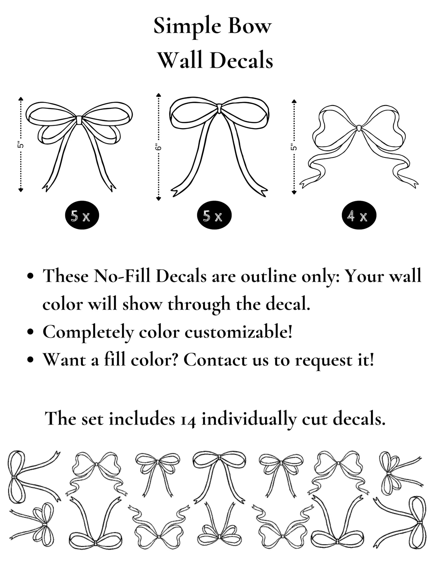 Simple Bow Wall Decals (Peel and Stick Decals)
