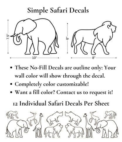 Simple Safari Animal Decals (Peel and Stick Decals)