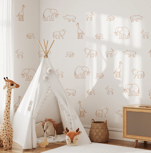 Simple Safari Animal Decals (Peel and Stick Decals)